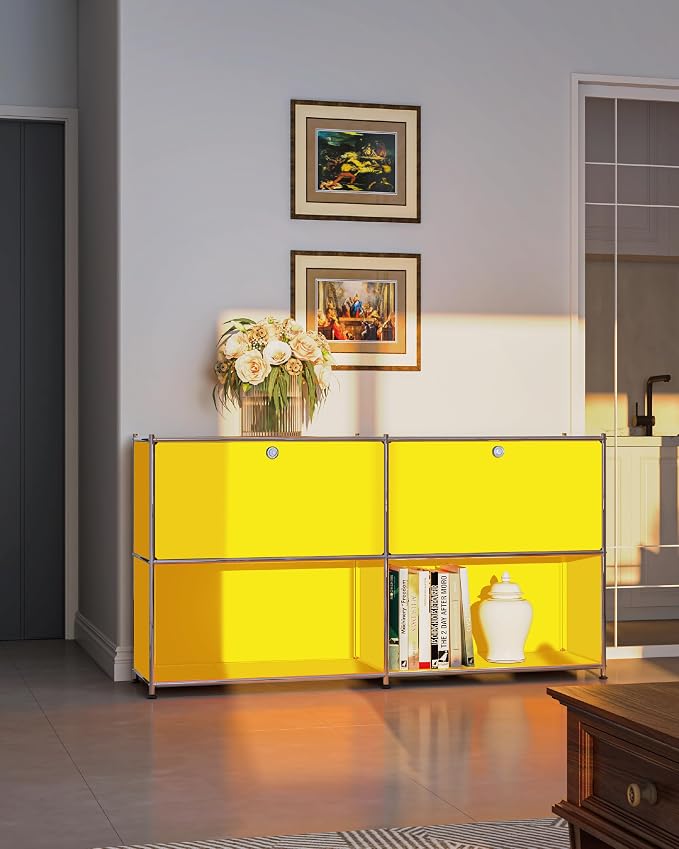 Metal Sideboard with 2 Flap Doors, DIY Modern Home Furnishing, Foyer - Image 2