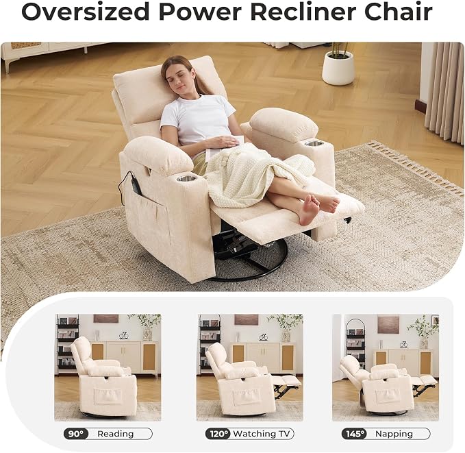 Rocking Chair Nursery with Adjustable Armrests, Electric Glider Recliner - Image 3