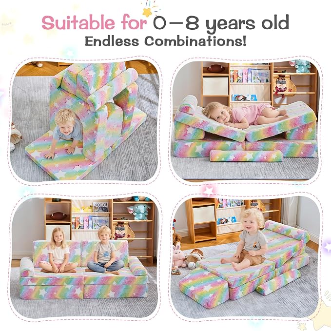 IFNOW Modular Kids Play Couch, Convertible & Washable Toddler Foam Couch Kids - Image 4