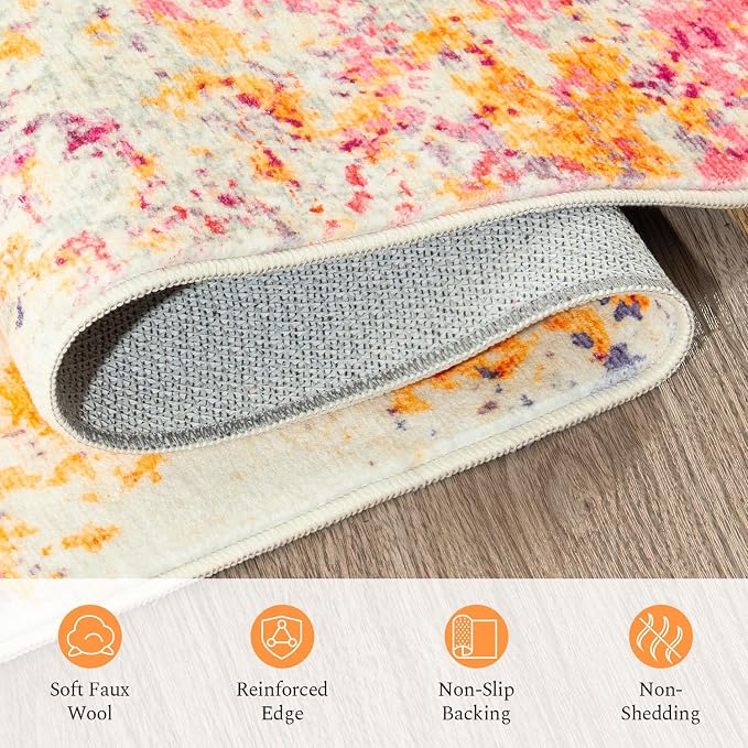 Rugflix 9x12 Area Rugs for Living Room, Washable Large Multicolor Rug - Image 7
