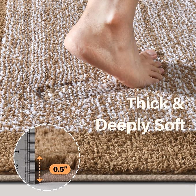 60x24 Long Bathroom Rugs Washable Non Slip, Coffee Bath Mat - Image 4