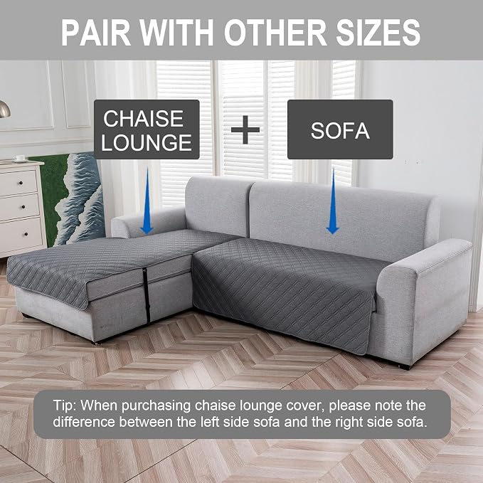 Genina L Shape Couch Cover, Sectional Couch Chaise Covers, Waterproof Washable - Image 2