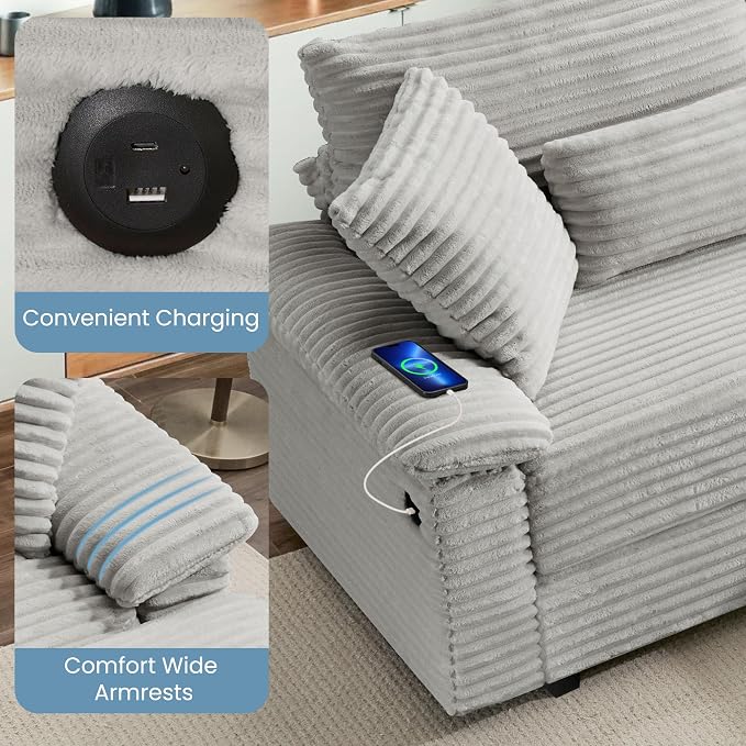 SUNWAVE 74" W Double Chaise Lounge Chair Indoor, Oversized Loveseat - Image 5