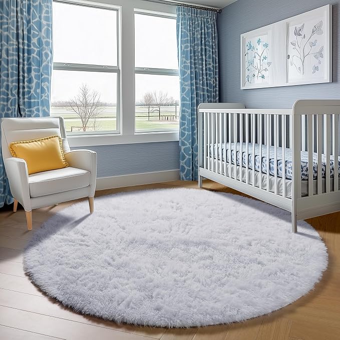 ONASAR White Round Area Rug 4ft, Soft Bedroom Circle Rugs Floor Mat - Image 7