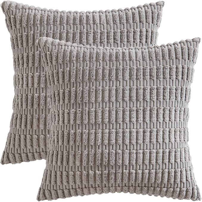 MIULEE Pack of 2 Corduroy Decorative Euro Sham Throw Pillow Covers 22x22 Inch - Image 6