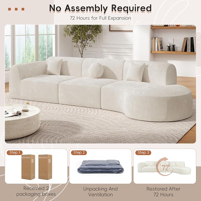 Merax 140" Curved Polyester Sectional Sofa Set, Modern Cloud Couch - Image 6