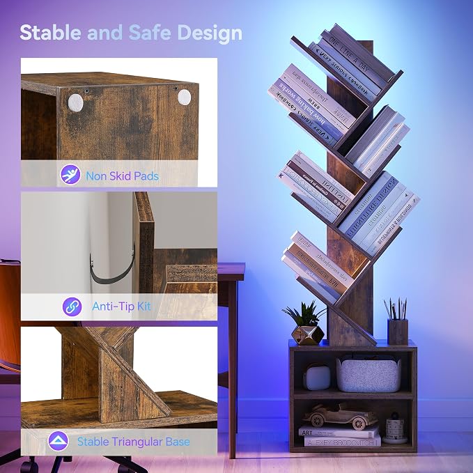SUNMORY 6 Tier Tree Bookshelf - Image 5