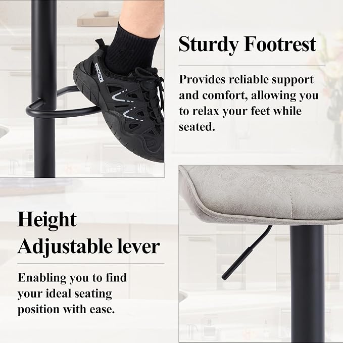 FIRAVOE Swivel Bar Stools Set of 4, Modern Adjustable Bar Stools - Image 5