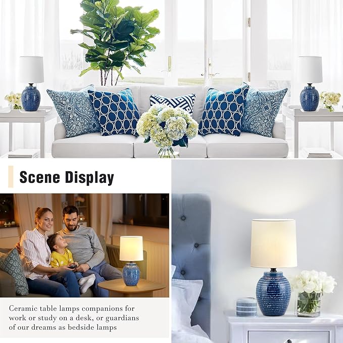 EJIAXIN Table Lamps Set of 2-13.75" Small Bedside Lamps - Image 3