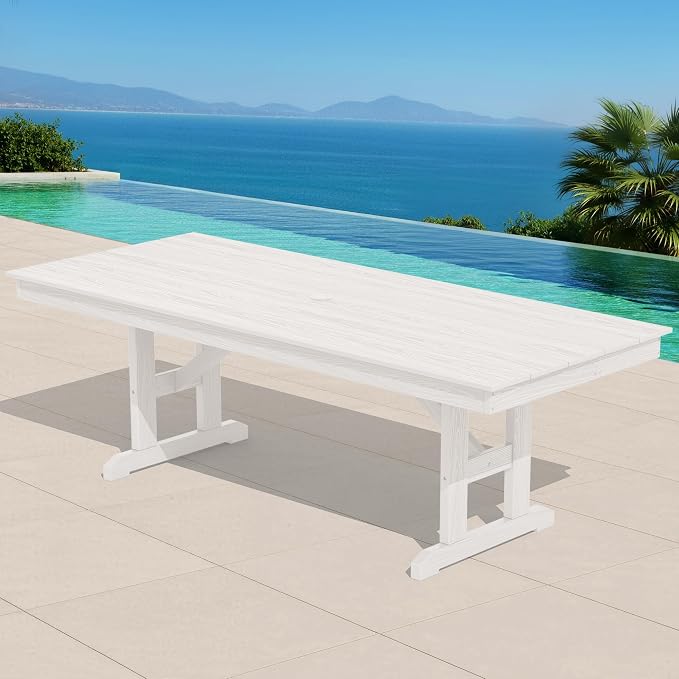 SERWALL Outdoor Large HDPE Dining Table, All Weather HDPE Outdoor Furniture - Image 3