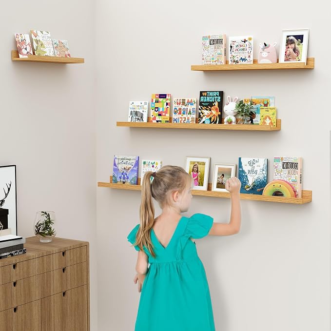 Floating Shelves for Wall, 24 inch Wood Floating Shelves Set of 2, Picture - Image 6