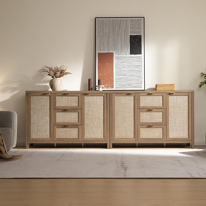 SICOTAS Rattan Large Sideboard Buffet Cabinet - Image 9