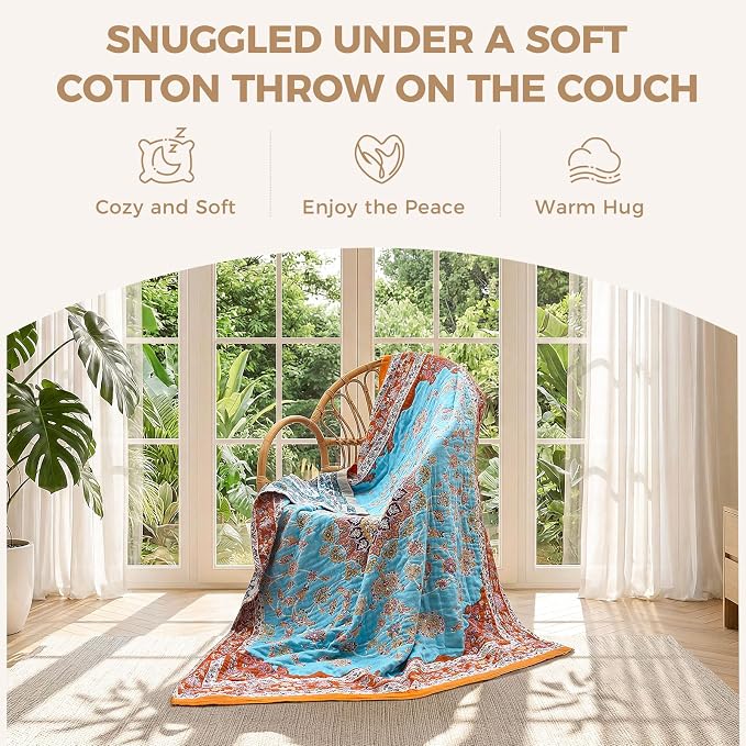 LUTBM Boho Throw Blanket for Bed Cotton Summer Blankets for Bedroom Living Room - Image 4