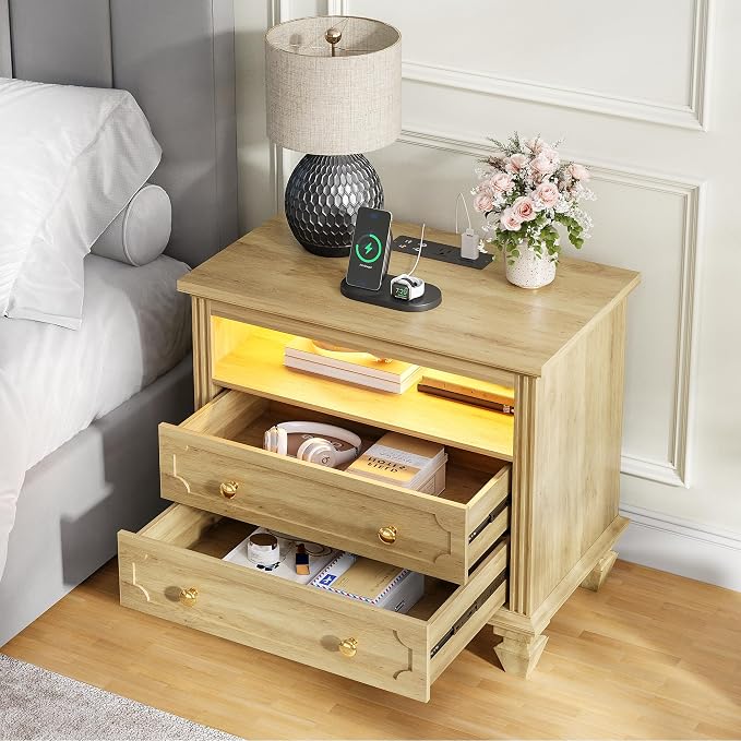FREDEES 28'' Large Nightstands Set of 2, Smart Bedside Tables - Image 7