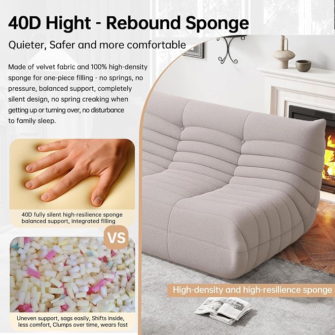 WHGBJA Bean Bag Chairs for Adults, Memory Foam Couch Loveseat Sofa Chair - Image 4