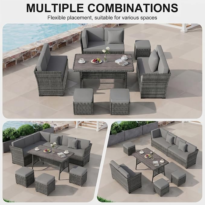 LOUVIXA 7 Pieces Patio Furniture Set, Outdoor Patio Furniture, Wicker - Image 3