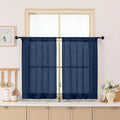 Chyhomenyc Navy Blue Semi Sheer Curtains 36 Inch Length, Light Filtering Faux by Chyhomenyc
