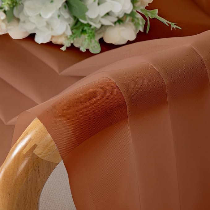 Chyhomenyc Orange Sheer Curtains 30 inch Length 2 Panels, Light Filtering Voile - Image 5