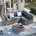 SUNLEI 5 Piece Patio Furniture Sets, Low Back All-Weather Rattan Sectional Sofa by SUNLEI