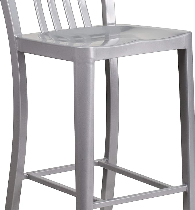 Flash Furniture Commercial Grade 30" High Silver Metal Indoor-Outdoor Barstool - Image 9