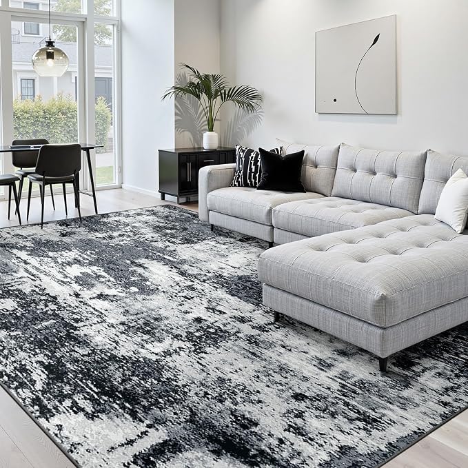 Washable Area Rugs 10'x12' Non-Slip Modern Abstract Soft - Image 2