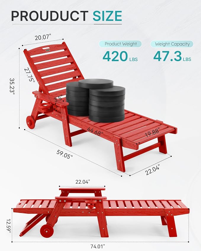 Patio Chaise Lounge Chair Outdoor - Image 2