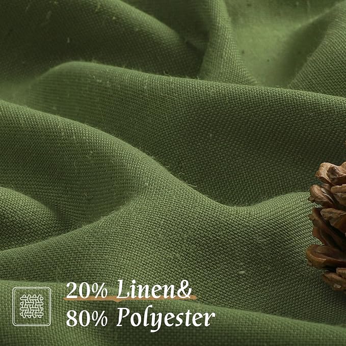 LAMIT Olive Green Linen Curtains 48 Inch - Image 2