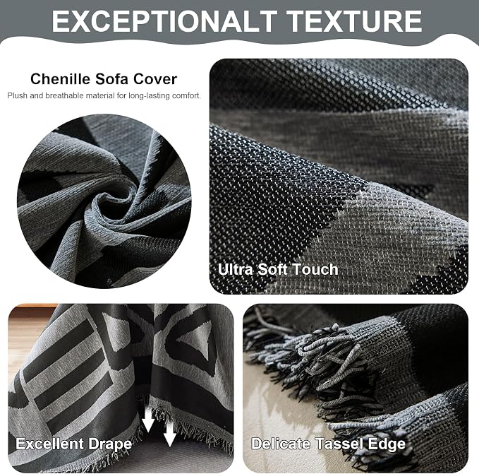 VClife Boho Couch Cover, Non Slip Chenille Furniture Protector - Image 5