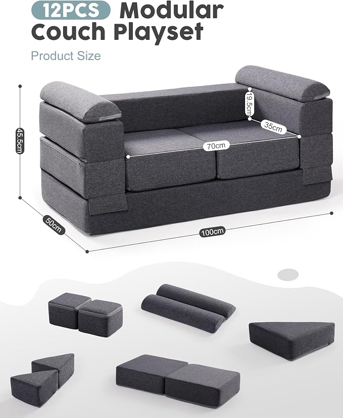 ROBUD Kids Couch, DIY-Style & Washable Toddler Sofa - Image 9