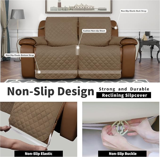 Easy-Going Oversized Loveseat Recliner Cover, Reversible Couch Cover - Image 4