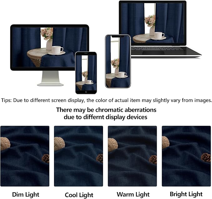 OWENIE Navy Blue Valances for Windows 1 Pcs 20 Inch Length, Light Filtering - Image 9