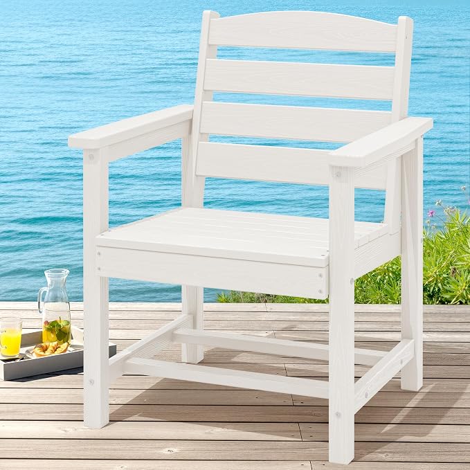 SERWALL Outdoor Dining Chairs Set of 2, All-Weather HDPE Patio Chair - Image 5