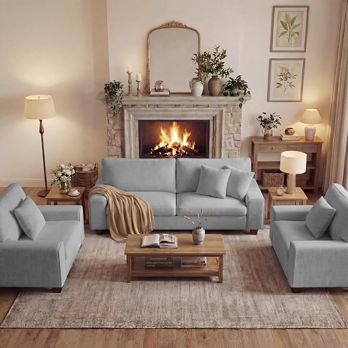 DOPEDIO Modern Living Room Sofa Set, 88.58" Chenille Loveseat by DOPEDIO