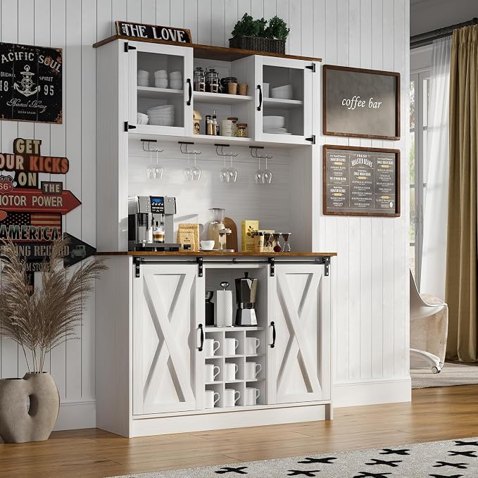 4ever2buy Farmhouse Coffee Bar Cabinet - Image 7
