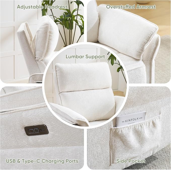 Power Swivel Rocker Recliner, Glider Recliner Nursery Chair - Image 7