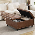 Tbfit Large Square Storage Ottoman Bench, Tufted Upholstered Coffee Table by TBfit