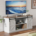 YESHOMY Farmhouse TV Stand for Televisions up to 65 Inches, Sliding Barn Doors by SearchallYESHOMY