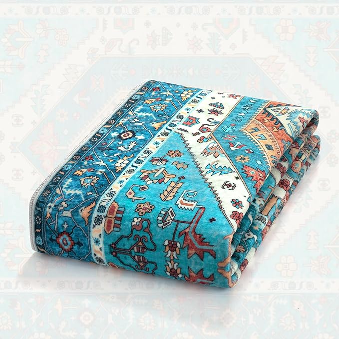 SERISSA 8x10 Area Rugs Blue, Washable Large Boho Rugs - Image 7
