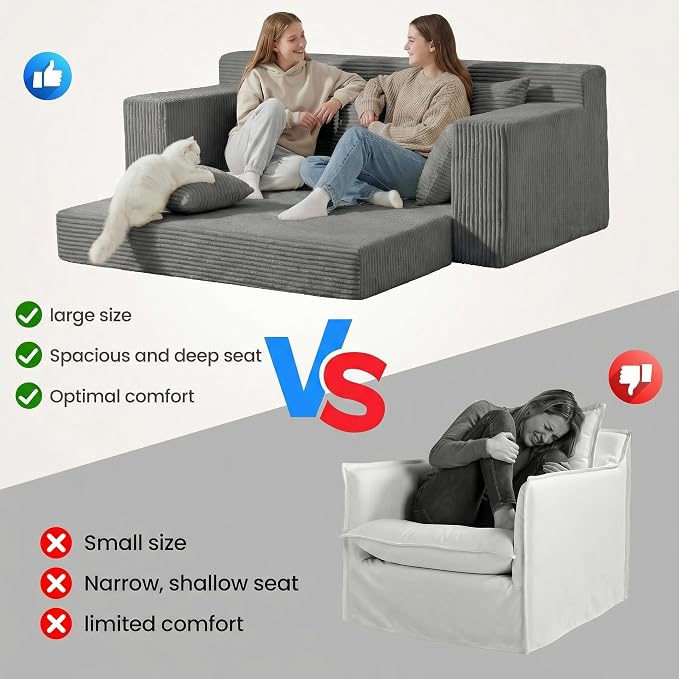 Convertible Sofa Bed, 5 in 1 Small Boneless Couch Pull Out Loveseat Sleeper Sofa - Image 6