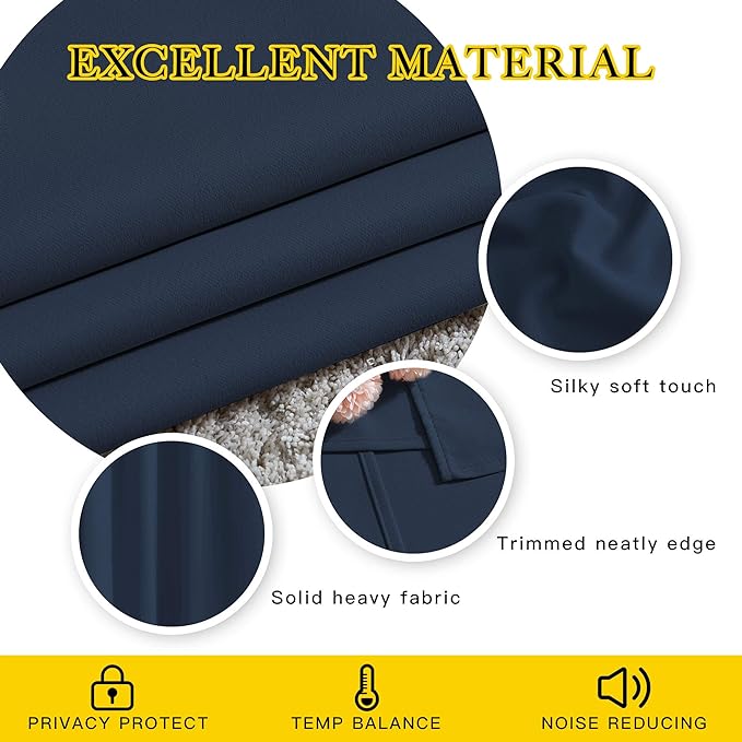 NICETOWN Navy Blue Blackout Curtains - Image 4
