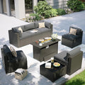 Aoxun Patio Furniture Set with Fire Pit Table, 8 Piece Outdoor Sectional Sofas by Aoxun