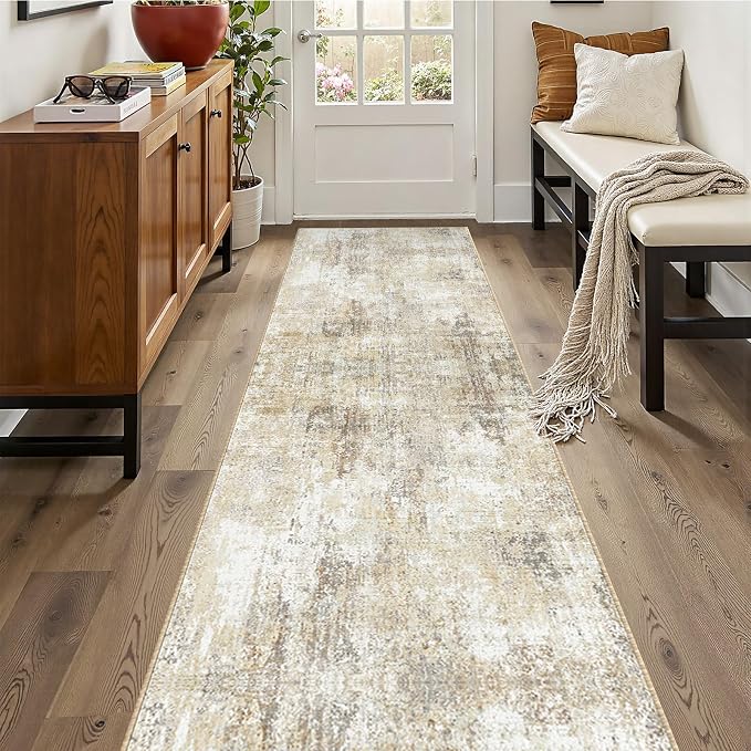 Washable Area Rugs 2'x10' Non-Slip Modern Abstract Soft by RELEANY