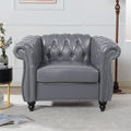 LEVNARY Leather Upholstered Armchair, Mid-Century Modern Single Sofa Chair by LEVNARY
