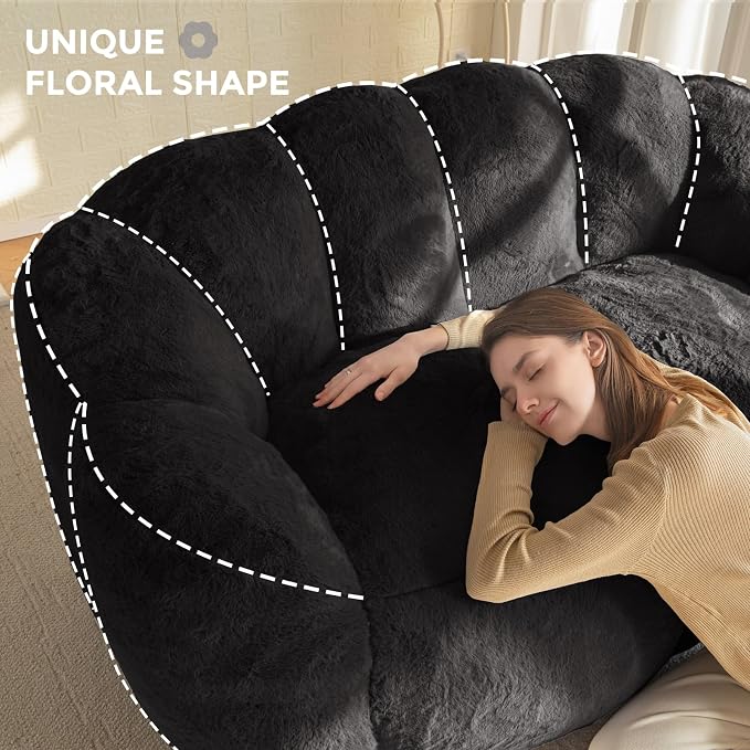 MAXYOYO Bean Bag Chair for Adults, Loveseat Floral Shaped Bean Bag Sofa - Image 5