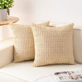 Pack of 2 Corduroy Decorative Throw Pillow Covers 26x26 InchSoft Striped Pillow by Unknown