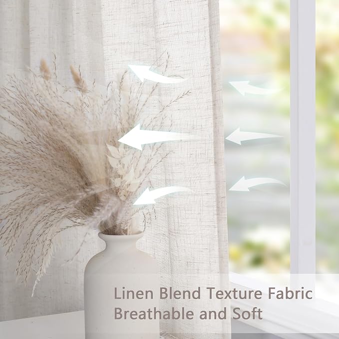 MYSKY HOME Kitchen Semi Sheer Linen Curtains 24 Inch Long, Light Filtering - Image 6