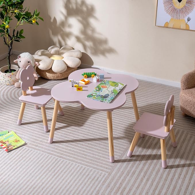 Costzon Kids Table and Chairs, Wooden Toddler Desk Set - Image 9