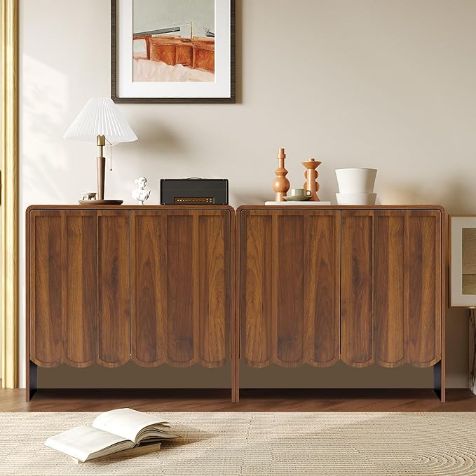 ORRD Sideboard Buffet Cabinet Set of 2, Accent Storage Cabinets - Image 9