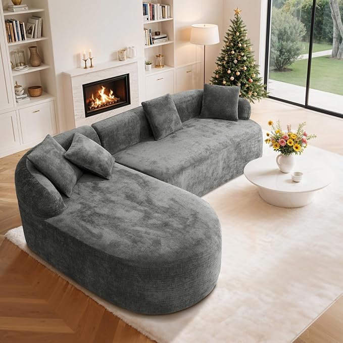 99" Curved Sectional Sofa with Chaise, Modern Boneless Couch with Deep Seat - Image 7