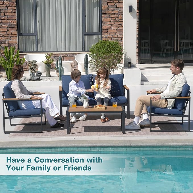 Patio Furniture Set, 4 Pieces Outdoor Patio Furniture - Image 3